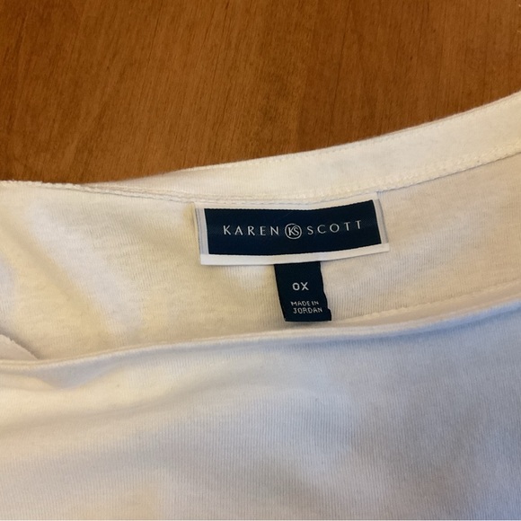 Karen Scott White Boatneck 3/4 Sleeve Top 0x - Picture 3 of 6